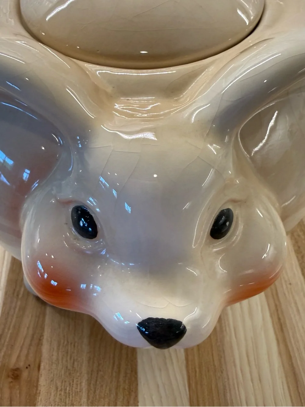 Magic Cabin Vintage Ceramic Bunny Rabbit Teapot Woodland Friends Cream Adorable!